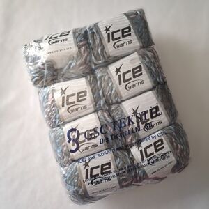 Lot of 8 Baby Twist Wool Blend Light Grey, Light Blue, Light Pink Ice Yarn